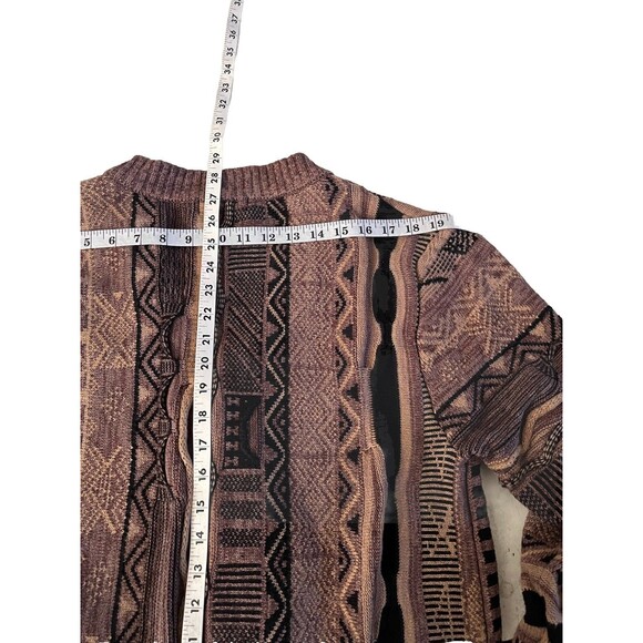 Cotton On Garments Sweater Mens M Brown Coogi Style Cardigan Knit Geometric - Picture 8 of 10